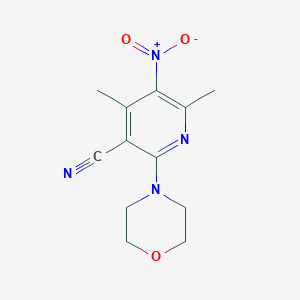 molecular formula C12H14N4O3 B4987218 4,6-dimethyl-2-(4-morpholinyl)-5-nitronicotinonitrile 