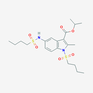 molecular formula C21H32N2O6S2 B498723 isopropyl 1-(butylsulfonyl)-5-[(butylsulfonyl)amino]-2-methyl-1H-indole-3-carboxylate 
