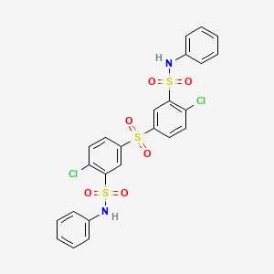 molecular formula C24H18Cl2N2O6S3 B4987238 3,3'-sulfonylbis(6-chloro-N-phenylbenzenesulfonamide) 