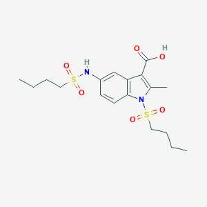 molecular formula C18H26N2O6S2 B498724 1-(butylsulfonyl)-5-[(butylsulfonyl)amino]-2-methyl-1H-indole-3-carboxylic acid 
