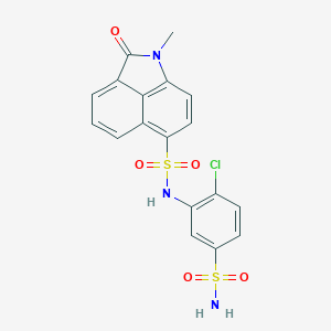 molecular formula C18H14ClN3O5S2 B498725 N-[5-(aminosulfonyl)-2-chlorophenyl]-1-methyl-2-oxo-1,2-dihydrobenzo[cd]indole-6-sulfonamide 