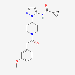 molecular formula C21H26N4O3 B4987280 N-(1-{1-[2-(3-methoxyphenyl)acetyl]-4-piperidinyl}-1H-pyrazol-5-yl)cyclopropanecarboxamide 