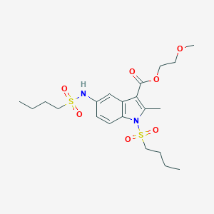 molecular formula C21H32N2O7S2 B498729 2-methoxyethyl 1-(butylsulfonyl)-5-[(butylsulfonyl)amino]-2-methyl-1H-indole-3-carboxylate 