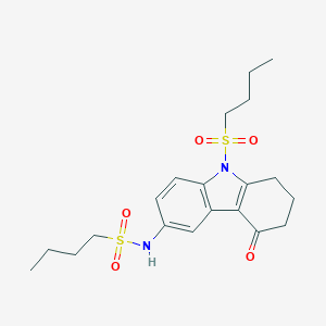 molecular formula C20H28N2O5S2 B498731 N-[9-(butylsulfonyl)-4-oxo-2,3,4,9-tetrahydro-1H-carbazol-6-yl]-1-butanesulfonamide 