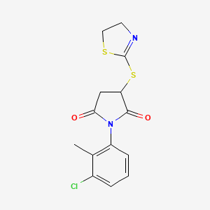 molecular formula C14H13ClN2O2S2 B4987316 1-(3-chloro-2-methylphenyl)-3-(4,5-dihydro-1,3-thiazol-2-ylthio)-2,5-pyrrolidinedione 