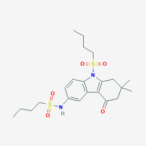 molecular formula C22H32N2O5S2 B498732 N-[9-(butylsulfonyl)-2,2-dimethyl-4-oxo-2,3,4,9-tetrahydro-1H-carbazol-6-yl]-1-butanesulfonamide 