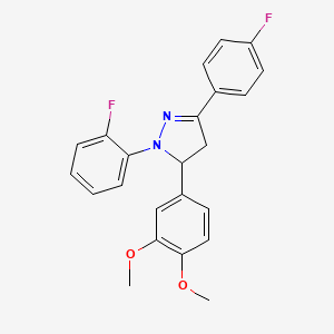 molecular formula C23H20F2N2O2 B4987327 5-(3,4-dimethoxyphenyl)-1-(2-fluorophenyl)-3-(4-fluorophenyl)-4,5-dihydro-1H-pyrazole 