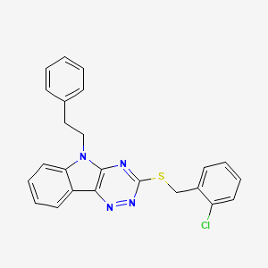 molecular formula C24H19ClN4S B4987335 3-[(2-chlorobenzyl)thio]-5-(2-phenylethyl)-5H-[1,2,4]triazino[5,6-b]indole 