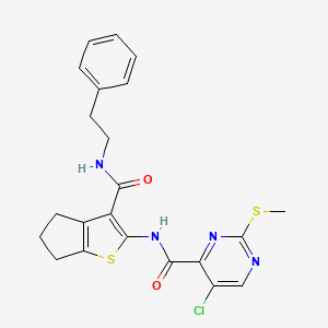 molecular formula C22H21ClN4O2S2 B4987346 5-chloro-2-(methylthio)-N-(3-{[(2-phenylethyl)amino]carbonyl}-5,6-dihydro-4H-cyclopenta[b]thien-2-yl)-4-pyrimidinecarboxamide 
