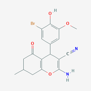 molecular formula C18H17BrN2O4 B4987383 2-amino-4-(3-bromo-4-hydroxy-5-methoxyphenyl)-7-methyl-5-oxo-5,6,7,8-tetrahydro-4H-chromene-3-carbonitrile 