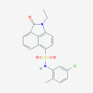 molecular formula C20H17ClN2O3S B498740 N-(5-chloro-2-methylphenyl)-1-ethyl-2-oxo-1,2-dihydrobenzo[cd]indole-6-sulfonamide 
