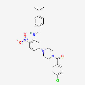 molecular formula C27H29ClN4O3 B4987447 5-[4-(4-chlorobenzoyl)-1-piperazinyl]-N-(4-isopropylbenzyl)-2-nitroaniline 
