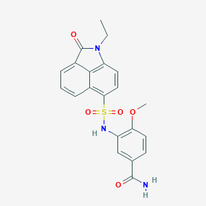 molecular formula C21H19N3O5S B498747 3-{[(1-Ethyl-2-oxo-1,2-dihydrobenzo[cd]indol-6-yl)sulfonyl]amino}-4-methoxybenzamide 