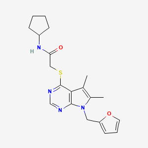 molecular formula C20H24N4O2S B4987570 N-cyclopentyl-2-{[7-(2-furylmethyl)-5,6-dimethyl-7H-pyrrolo[2,3-d]pyrimidin-4-yl]thio}acetamide 