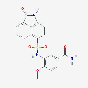 molecular formula C20H17N3O5S B498760 4-Methoxy-3-{[(1-methyl-2-oxo-1,2-dihydrobenzo[cd]indol-6-yl)sulfonyl]amino}benzamide 