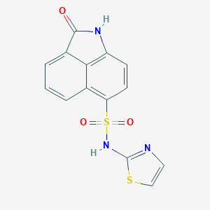molecular formula C14H9N3O3S2 B498765 2-oxo-N-(1,3-thiazol-2-yl)-1,2-dihydrobenzo[cd]indole-6-sulfonamide 