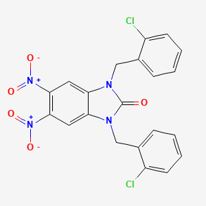molecular formula C21H14Cl2N4O5 B4987659 1,3-bis(2-chlorobenzyl)-5,6-dinitro-1,3-dihydro-2H-benzimidazol-2-one 