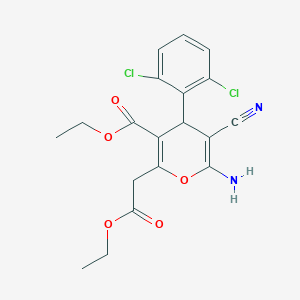 molecular formula C19H18Cl2N2O5 B4987678 ethyl 6-amino-5-cyano-4-(2,6-dichlorophenyl)-2-(2-ethoxy-2-oxoethyl)-4H-pyran-3-carboxylate 