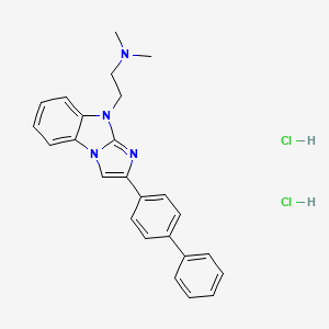 molecular formula C25H26Cl2N4 B4987694 {2-[2-(4-biphenylyl)-9H-imidazo[1,2-a]benzimidazol-9-yl]ethyl}dimethylamine dihydrochloride 