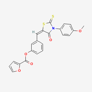 molecular formula C22H15NO5S2 B4987731 3-{[3-(4-methoxyphenyl)-4-oxo-2-thioxo-1,3-thiazolidin-5-ylidene]methyl}phenyl 2-furoate 