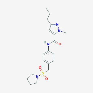 molecular formula C19H26N4O3S B498774 1-methyl-3-propyl-N-{4-[(1-pyrrolidinylsulfonyl)methyl]phenyl}-1H-pyrazole-5-carboxamide 