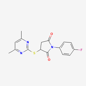molecular formula C16H14FN3O2S B4987741 3-[(4,6-dimethyl-2-pyrimidinyl)thio]-1-(4-fluorophenyl)-2,5-pyrrolidinedione 