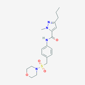 molecular formula C19H26N4O4S B498775 1-methyl-N-{4-[(4-morpholinylsulfonyl)methyl]phenyl}-3-propyl-1H-pyrazole-5-carboxamide 