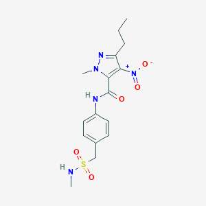 molecular formula C16H21N5O5S B498777 4-nitro-1-methyl-N-(4-{[(methylamino)sulfonyl]methyl}phenyl)-3-propyl-1H-pyrazole-5-carboxamide 
