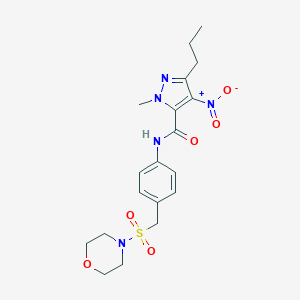 molecular formula C19H25N5O6S B498778 4-nitro-1-methyl-N-{4-[(4-morpholinylsulfonyl)methyl]phenyl}-3-propyl-1H-pyrazole-5-carboxamide 