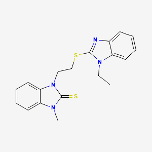 molecular formula C19H20N4S2 B4987799 1-{2-[(1-ethyl-1H-benzimidazol-2-yl)thio]ethyl}-3-methyl-1,3-dihydro-2H-benzimidazole-2-thione 