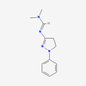 molecular formula C12H16N4 B4987810 N,N-dimethyl-N'-(1-phenyl-4,5-dihydro-1H-pyrazol-3-yl)imidoformamide 