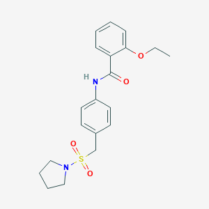 molecular formula C20H24N2O4S B498782 2-ethoxy-N-{4-[(1-pyrrolidinylsulfonyl)methyl]phenyl}benzamide 