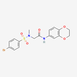 molecular formula C17H17BrN2O5S B4987836 N~2~-[(4-bromophenyl)sulfonyl]-N~1~-(2,3-dihydro-1,4-benzodioxin-6-yl)-N~2~-methylglycinamide 