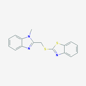molecular formula C16H13N3S2 B498786 2-(1-Methyl-1H-benzoimidazol-2-ylmethylsulfanyl)-benzothiazole CAS No. 328964-89-2