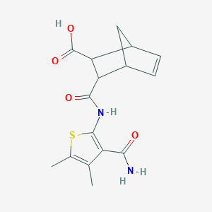 molecular formula C16H18N2O4S B4987888 3-({[3-(aminocarbonyl)-4,5-dimethyl-2-thienyl]amino}carbonyl)bicyclo[2.2.1]hept-5-ene-2-carboxylic acid CAS No. 6132-22-5