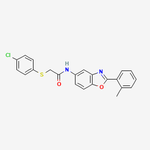 molecular formula C22H17ClN2O2S B4987895 2-[(4-chlorophenyl)thio]-N-[2-(2-methylphenyl)-1,3-benzoxazol-5-yl]acetamide 