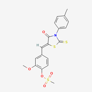 molecular formula C19H17NO5S3 B4987898 2-methoxy-4-{[3-(4-methylphenyl)-4-oxo-2-thioxo-1,3-thiazolidin-5-ylidene]methyl}phenyl methanesulfonate 
