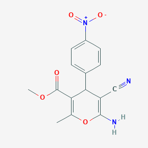 molecular formula C15H13N3O5 B4987906 6-氨基-5-氰基-2-甲基-4-(4-硝基苯基)-4H-吡喃-3-羧酸甲酯 