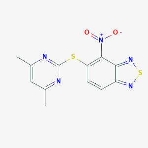 molecular formula C12H9N5O2S2 B498794 5-(4,6-Dimethylpyrimidin-2-ylthio)-4-nitrobenzo[c]1,2,5-thiadiazole 