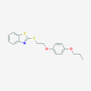 molecular formula C18H19NO2S2 B498795 2-{[2-(4-Propoxyphenoxy)ethyl]thio}-1,3-benzothiazole 