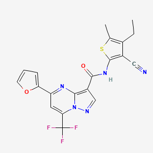 molecular formula C20H14F3N5O2S B4987955 N-(3-cyano-4-ethyl-5-methyl-2-thienyl)-5-(2-furyl)-7-(trifluoromethyl)pyrazolo[1,5-a]pyrimidine-3-carboxamide 