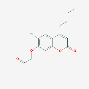 molecular formula C19H23ClO4 B4987968 4-butyl-6-chloro-7-(3,3-dimethyl-2-oxobutoxy)-2H-chromen-2-one 