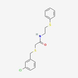 molecular formula C17H18ClNOS2 B4987998 2-[(3-chlorobenzyl)thio]-N-[2-(phenylthio)ethyl]acetamide 