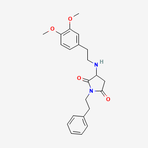 molecular formula C22H26N2O4 B4988003 3-{[2-(3,4-dimethoxyphenyl)ethyl]amino}-1-(2-phenylethyl)-2,5-pyrrolidinedione 