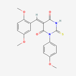 molecular formula C20H18N2O5S B4988031 5-(2,5-dimethoxybenzylidene)-1-(4-methoxyphenyl)-2-thioxodihydro-4,6(1H,5H)-pyrimidinedione 