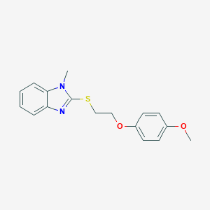 molecular formula C17H18N2O2S B498804 2-[2-(4-Methoxy-phenoxy)-ethylsulfanyl]-1-methyl-1H-benzoimidazole 
