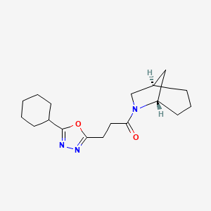 molecular formula C18H27N3O2 B4988068 (1R*,5S*)-6-[3-(5-cyclohexyl-1,3,4-oxadiazol-2-yl)propanoyl]-6-azabicyclo[3.2.1]octane 