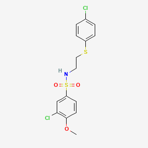 molecular formula C15H15Cl2NO3S2 B4988086 3-chloro-N-{2-[(4-chlorophenyl)thio]ethyl}-4-methoxybenzenesulfonamide 