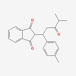 molecular formula C22H22O3 B4988092 2-[4-methyl-1-(4-methylphenyl)-3-oxopentyl]-1H-indene-1,3(2H)-dione 