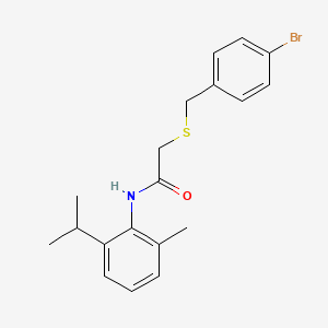molecular formula C19H22BrNOS B4988100 2-[(4-bromobenzyl)thio]-N-(2-isopropyl-6-methylphenyl)acetamide 